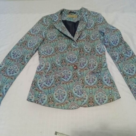 Short velvet jacket with silk lining, colorful paisley pattern, very soft - Picture 1 of 9